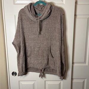 Women’s Barefoot Dreams CozyChicLite Tan Funnel Neck Fuzzy Hoodie 2X